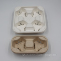 Environmentally Takeaway Coffee Milk Tea Bagasse Glass Cup Tray Holders For Tea